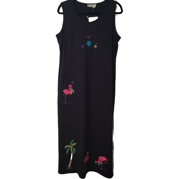 PUSHPA NWT Tropical Embroidered Flamingo Maxi Dress	 -Size:	S - Picture 1 of 12